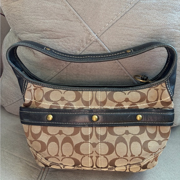 Coach Signature Brown Black Shoulder Monogrammed Ergo Hobo Bag E0732-11274 Vtg - Picture 5 of 17